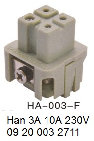 HA-003-F-H3A Han 3A 10A 230V 09 20 003 2711 OUKERUI-SMICO-Harting-Heavy-duty-connector